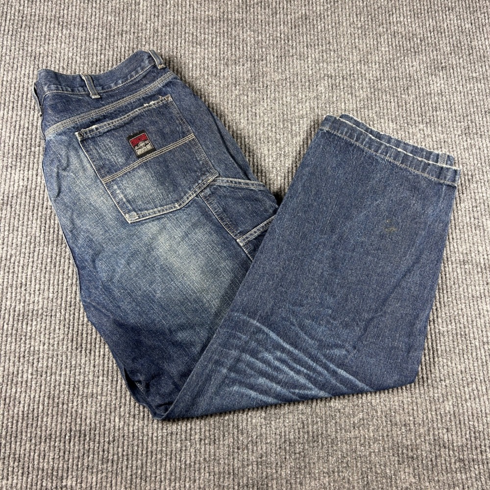 Vintage Structure Jeans Men's 40 Blue Denim Baggy Streetwear Wide Leg 90s